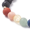 Natural Lava Rock & Mixed Stone Stretch Bracelet BJEW-JB07999-4