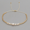 White Natural Freshwater Pearl and Glass Adjustable Braided Bead Bracelets for Women Daily Casual and Date Wear NA4638-3