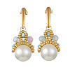 Natural White Jade & Imported Synthetic Howlite & Glass Pearl Dangle Earrings for Women EJEW-MZ00783-3