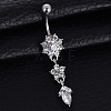 Piercing Jewelry Alloy Rhinestone Split Flower Navel Ring Belly Rings WG05686-01-1