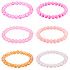 6Pcs 6 Styles 8mm Glass Round Beaded Stretch Bracelet Sets BJEW-TAC0023-3