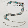 Alloy with Dyed Synthetic Turquoise Rhombus Link Chain Waist Belly Chains for Women FS-WG59013-01-3