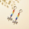 Natural Malaysia Jade with Alloy Charm Long Dangle Leverback Earrings EJEW-JE04909-5