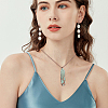 1Pc Natural Green Aventurine Bullet Macrame Pouch Pendant Alloy Chain Necklaces NJEW-PA0001-01A-6