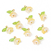 10Pcs Acrylic & Glass Flower Pendants PALLOY-YW00116-08-1