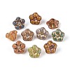 Picasso Baking Paint & Golden Metal Enlaced Glass Beads DGLA-T004-62M-1