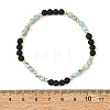 4Pcs 4 Styles Natural Mixed Stone Faceted Cube and Round Natural Lava Rock Beaded Stretch Bracelets for Women BJEW-JB14250-01-6