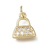 Brass Micro Pave Clear Cubic Zirconia Charms CU-L001-02G-1
