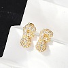 Brass Micro Pave Cubic Zirconia Stud Earrings EJEW-Z091-04G-P-4