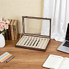 10 Grids Rectangle Wooden Dustproof Pen Presentation Boxes with Visible Window Lid CON-WH0089-250-4