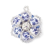 Handmade Blue and White Floral Printed Porcelain Bead Flower Pendants PALLOY-MZ01189-1