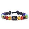 7 Chakra Natural Mixed Gemstone & Lava Rock & Glass Beads Ajustable Bracelets MO5857-20-1