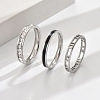 3Pcs Hollow Out 304 Stainless Steel Micro Pave Clear Cubic Zirconia with Enamel Finger Rings FS-WGFDE09-11-1