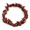 Unisex Chip Natural Red Jasper Beaded Stretch Bracelets BJEW-S143-17-2