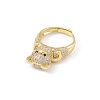 Cubic Zirconia Bear Adjustable Ring RJEW-K240-07G-4