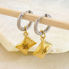 304 Stainless Steel Micro Pave Cubic Zirconia Hoop Dangle Earrings for Women WGE2C14-03-1