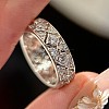 Rhombus Pattern 925 Sterling Silver with Crystal Rhinestone Finger Rings FS-WG922B2-02-1