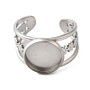 304 Stainless Steel Cuff Ring Components STAS-V012-01B-P-3