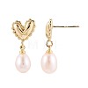 Brass Natural Pearl Dangle Stud Earrings PEAR-N017-07J-3