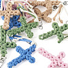 4Pcs Cotton Cross Pendant Decorations HJEW-TA00444-3