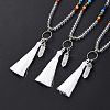 Natural Quartz Crystal Bullet & Tassel Pendant Necklace with Mixed Gemstone Beaded Chains NJEW-E585-02G-2