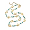 Ocean Dyed Synthetic Turquoise Beads & 304 Stainless Steel Link Chain Necklaces GG-NJEW-JN06337-03-4