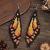 Bohemian Style Handmade Glass Seed Beads Butterfly Wing Tassel Stud Earrings OK8967-2-2