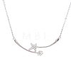 Rhodium Plated 925 Sterling Silver Clear Cubic Zirconia Star Pendant Necklace Making STER-T007-104P-2