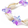 Natural Cowrie Shell & Glass Starfish Braided Bead Bracelet for Women BJEW-JB09943-3
