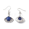 Natural Dyed Lapis Lazuli Ginkgo Leaf Dangle Earrings with Crystal Rhinestone EJEW-A092-03P-07-3