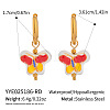 304 Stainless Steel Porcelain Butterfly Hoop Earrings ZL5376-2-1