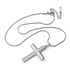 304 Stainless Steel Cross Pendant Snake Chain Necklaces NJEW-S442-06P-4