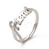 304 Stainless Steel Word Friend Adjustable Ring for Women RJEW-B027-07P-1