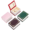 4Pcs 4 Colors Vintage Book-Shaped Cardboard Jewelry Ring Boxes with Magnetic Lid and Sheepskin Leather Inside CON-PH0003-75-1