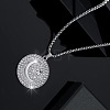 Zinc Alloy Micro Pave Clear Cubic Zirconia Flat Round with Star and Moon Pendant Necklaces FS-WGB5CD2-01-2