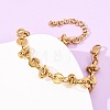 304 Stainless Steel Flat Round & Knot Link Chain Bracelets for Women BJEW-F536-08G-5