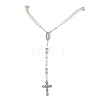 Cross & Virgin Mary Alloy Rosary Bead Necklaces NJEW-JN05123-3