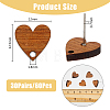 SUPERFINDINGS 20Pcs Heart Shape Wood Stud Earring Finding FIND-FH0008-48-2