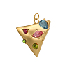 304 Stainless Steel Micro Pave Colorful Cubic Zirconia Pendants CU-OY002-11G-1