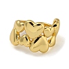 Heart Brass Double Layer Open Cuff Rings for Women RJEW-Z050-12G-2