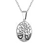 Vintage 304 Stainless Steel Hollow Oval with Tree of Life Pendant Necklaces WG4D9D4-01-5