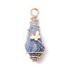 5Pcs 5 Styles Electroplated Natural Quartz Crystal Copper Wire Wrapped Pendants PALLOY-JF03430-3