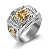 304 Stainless Steel Micro Pave Clear Cubic Zirconia Finger Rings for Men FS-WGEF432-12-1
