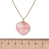 3Pcs 3 Styles Cherry Quartz Glass & Opalite & Natural Rose Quartz Heart Pendant 304 Stainless Steel Cable Chain Necklaces for Women NJEW-JN05971-5