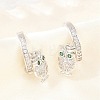 Owl Brass Micro Pave Cubic Zirconia Cuff Earrings EJEW-Z164-01P-2