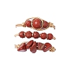 3Pcs Natural Red Jasper Bead Finger Ring RJEW-JR00855-05-2