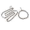 304 Stainless Steel Teardrop Link Chain Bracelet & Necklace Jewelry Sets SJEW-L199-18P-4