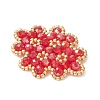 Woven Glass Beaded Connector Charms PALLOY-MZ01201-02-3