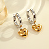 Christmas 304 Stainless Steel Clear Cubic Zirconia Two Tone Hoop Earrings FS-WG279DA-04-1