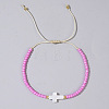 Glass Seed Beads & Brass Braided Beaded Bracelets LS-TV0952-3-1
